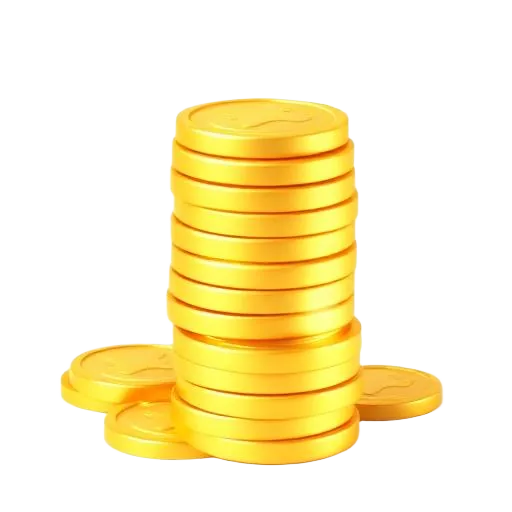 Ilustración 3D de monedas doradas apiladas